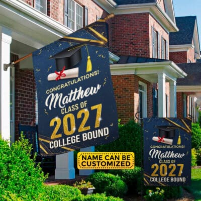 Alternative view of Personalized Graduation 2027 Yard Flag - Custom College Class of 2027 Grad Flag - Custom Graduation Flag