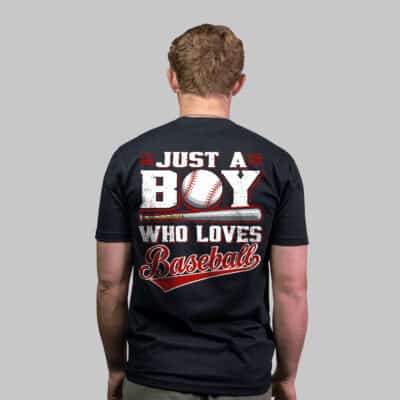 Alternative view of American Sport Men Just A Boy Who Loves Baseball Print On Back T-Shirt