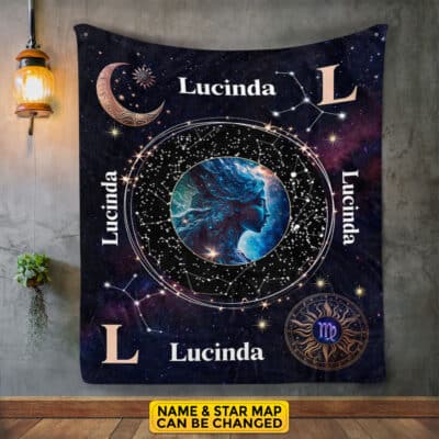 Personalized Virgo Star Map Flannel Constellations Blanket Warm & Soft - 12 Horoscope Astrology Throw Blankets