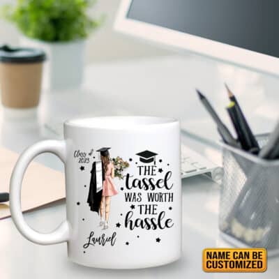 Personalized The Tassel Was Worth The Hassle Ceramic Coffee Mug - Custom Class Of 2023 2024 Graduation Mug