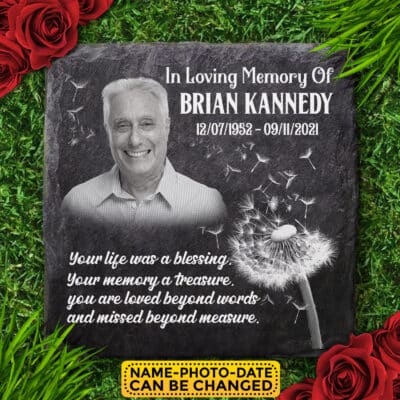 Alternative view of In Loving Memory Your Life Was A Blessing Personalized Memorial Garden Stone Plaque Decor - Memorial Gifts for Loss of Father