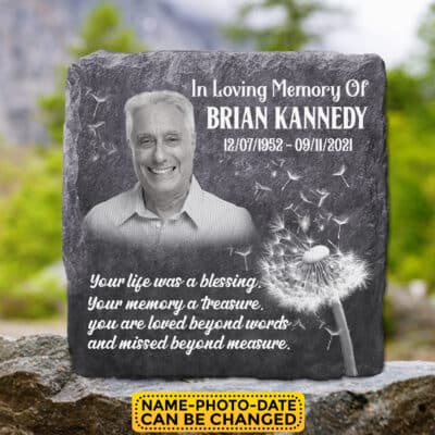 In Loving Memory Your Life Was A Blessing Personalized Memorial Garden Stone Plaque Decor - Memorial Gifts for Loss of Father