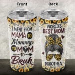 Personalized I Went From Mama to Mommy to Mom to Bruh Insulated Tumbler Cup with Lid - Mothers Day Gift Mom Coffee Mugs Cup