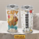 Personalized Capy Birthday - Funny Happy Birthday Capybara Insulated Tumbler Cup With Lid And Straw