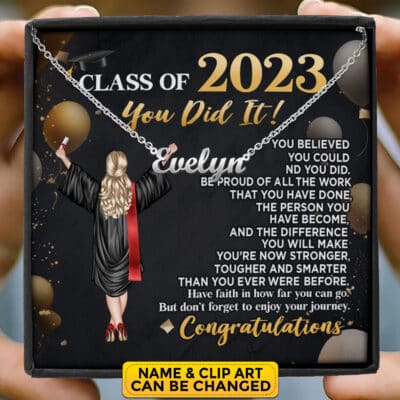 Class of 2023 You Did It Custom Name Necklace - Personalized Art You Believed You Could Graduation 2023 Gifts