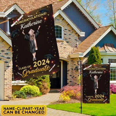 Alternative view of Congratulations Class Of 2024 Graduate Personalized Graduation Flag, Outdoor House Flag - Garden Flag