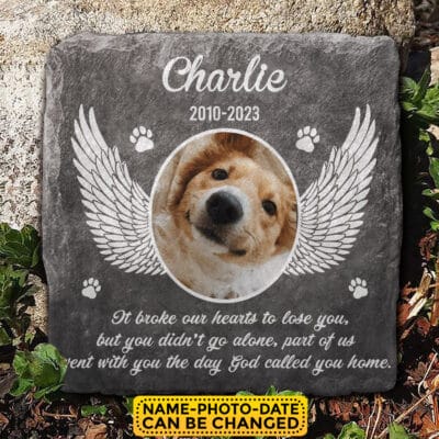 Alternative view of Personalized Photo It Broke Our Hearts To Lose You Memorial Garden Stone Plaque Decor - Memorial Gifts for Pet Dog Cat