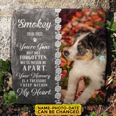 Alternative view of Personalized Photo You're Gone But Not Forgotten Memorial Garden Stone Plaque Decor - Memorial Gifts for Pet Dog Cat
