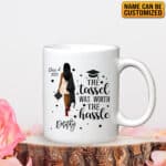 Personalized Black The Tassel Was Worth The Hassle Girl Ceramic Coffee Mug - Custom Class Of 2023 2024 Graduation Mug