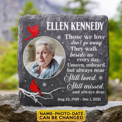 Those We Love Don't Go Away Personalized Memorial Garden Stone Plaque Decor - Memorial Gifts for Loss of Family