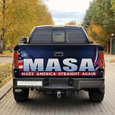 MASA Make America Straight Again Truck Tailgate Decal Sticker Wrap - Political 2024 Vinyl Graphic Decal Bumper Sticker