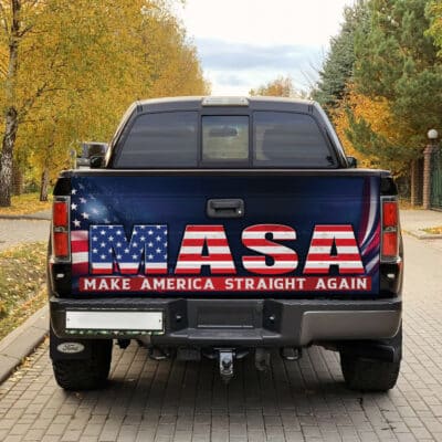 Alternative view of MASA Make America Straight Again Truck Tailgate Decal Sticker Wrap - Political 2024 Vinyl Graphic Decal Bumper Sticker