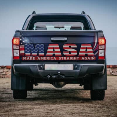 MASA Make America Straight Again Truck Tailgate Decal Sticker Wrap - Political 2024 Vinyl Graphic Decal Bumper Sticker