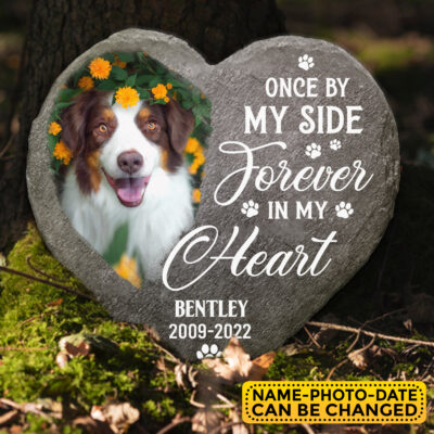 Alternative view of Personalized Photo Pet Once By My Side Forever In My Heart Memorial Garden Stone Plaque Decor - Memorial Pet Dog Cat Gifts