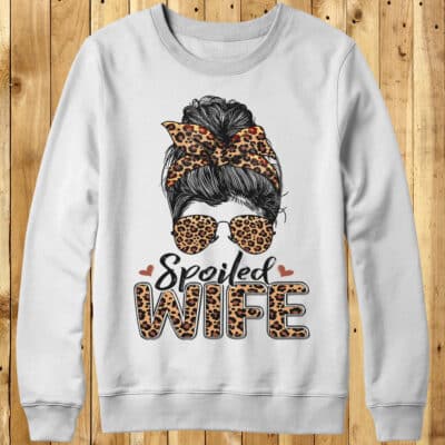 Alternative view of Spoiled Wife Messy Bun Sweatshirt - Women Wife Graphic Funny Shirt Wifey Shirt Bride Married Shirts Honeymoon Tee