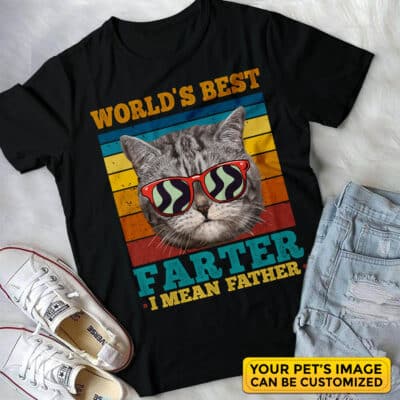 Alternative view of Personalized Dog Cat Drawing World's Best Farter I Mean Father Vintage Retro Best Dad Ever T-Shirt - Sweatshirt - Hoodie