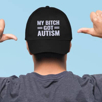 Alternative view of My Bitch Got Autism Twill Cap - High-Profile Snapback Hat - Trucker Hat - Humor Cap, Funny Meme Hat