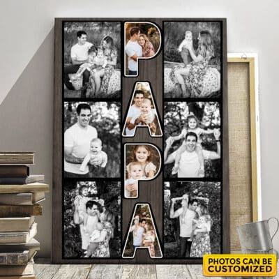Personalized Photo Canvas for Papa - Custom Gift for Dad - Father's Day Gift Wall Art - Papa Photo Canvas Poster