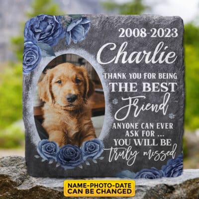 Personalized Thank You for Being The Best Friend You Will Be Truly Missed Memorial Pet Garden Stone Plaque Decor