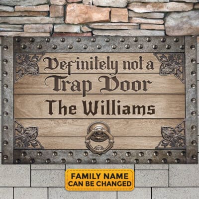 Personalized Definitely Not A Trap Door Funny Halloween House Doormat - Outdoor Indoor Doormat