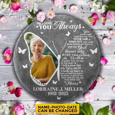 Alternative view of Personalized Photo Missing You Always You Never Said Goodbye Memorial Garden Stone Plaque - Memorial Gifts for Loss of