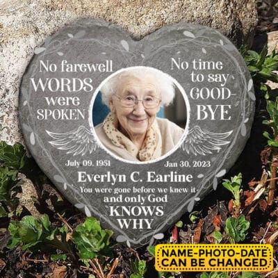Personalized No Farewell Words Were Spoken No Time To Say Goodbye Memorial Garden Stone Plaque - Memorial Gifts for Loss of