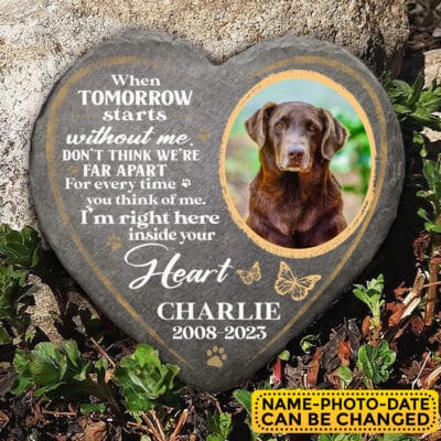 Alternative view of Personalized Photo Pet When Tomorow Starts Without Me Memorial Garden Stone Plaque - Memorial Pet Dog Cat Gifts