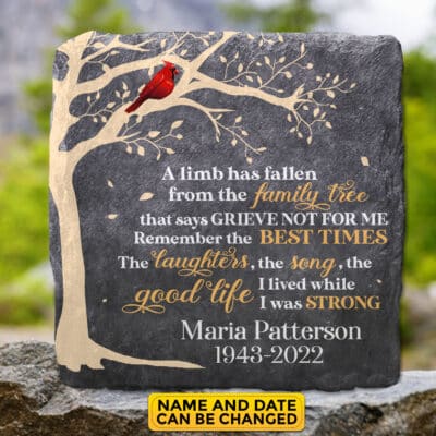 Alternative view of Personalized A Limb Has Fallen From Our Family Tree Stone Memorial Garden Stone Plaque - Memorial Gifts for Loss of Loved One