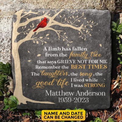 Personalized A Limb Has Fallen From Our Family Tree Stone Memorial Garden Stone Plaque - Memorial Gifts for Loss of Loved One
