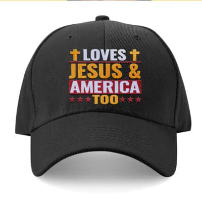 Loves Jesus And America Too 4th of July Christian Lover Twill Cap Hat -  Snapback Hat