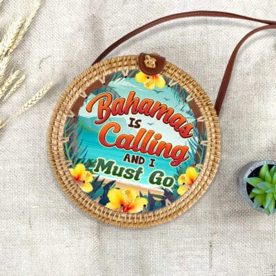 Bahamas Is Calling and I Must Go Rattan Bag For Women - Boho Summer Bag - Woven Shoulder Bag