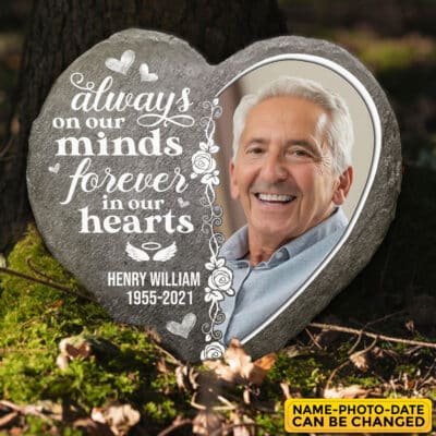 Alternative view of Personalized Always On My Mind Forever In Our Hearts Memorial Garden Stone Plaque - Memorial Gifts for Loss of Family