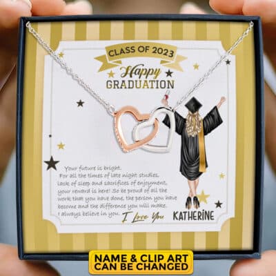 Personalized Happy Graduation Message Card Jewelry - Class Of 2023 Gift - Graduation Gifts Masters Pendant Necklace for Daughter Son Niece