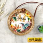 Personalized Monogram Name Summer Hummingbird Hawaiian Tropical Rattan Bag For Women, Boho Summer Bag
