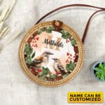 Personalized Monogram Name Summer Mockingbird Tropical Rattan Bag For Women, Boho Summer Bag