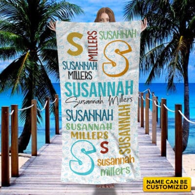 Alternative view of Personalized Random Name Summer Beach Towel - Beach Towel with Name