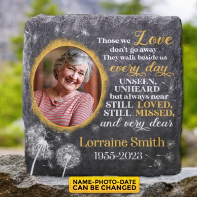 Personalized They Walk Beside Us Everyday Memorial Garden Stone Plaque - Memorial Gifts for Loss of Loved One