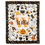 Personalized Halloween Pumpkin Monogram Name Blanket - Custom Name Halloween Baby Blanket
