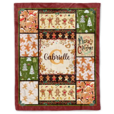 Personalized Christmas Monogram Name Blanket and Throws - Custom Name Christmas Gifts Blanket Sofa