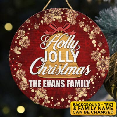 Personalized Christmas Quote Sign - Custom Family Name Xmas Welcome Entrance Door Sign