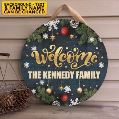 Alternative view of Personalized Christmas Quote Sign - Custom Family Name Xmas Welcome Entrance Door Sign