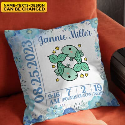 Alternative view of Personalized Zodiac Baby Pillow - Baby Pillow for Girls Boys with Name - Custom Gift for Baby - Horoscopes Pillow for Baby