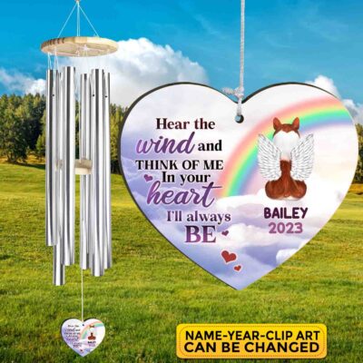 Alternative view of Pet Memorial Wind Chime - Loss of Pet Sympathy Gift - Outside Pet Memorial - Pet Loss - Sketch Dog Cat Loss Metal Wind Chime