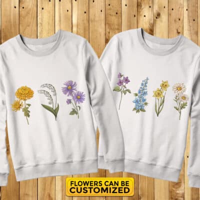 Alternative view of Custom Birth Month Sweatshirt Birth Flower Sweater - Personalized Flower Birthday Gifts