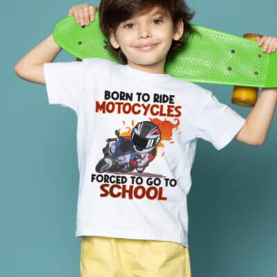 Born To Ride Motocycles Forced To Go To School Youth TShirt - School Funny Kid Shirt