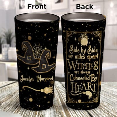 Alternative view of Personalized Side By Side Or Miles Apart Witches Are Always Connected Insulated Tumbler Cup With Lid