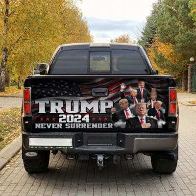 Alternative view of Trump 2024 Never Surrender Truck Tailgate Decal Sticker Wrap - Vinyl Graphic Decal Bumper Sticker