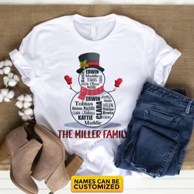Personalized Snowman Name Shirt - Custom Family Name T-Shirt and Sweatshirt, Family Christmas Gift