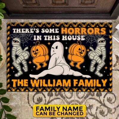 Alternative view of Personalized There's Some Horror In This House Funny Halloween House Doormat - Outdoor Indoor Doormat