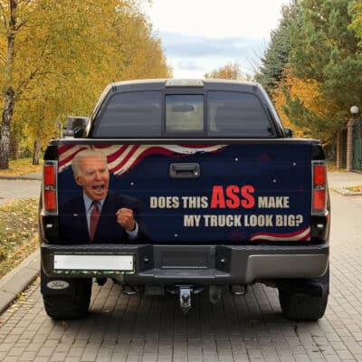 Alternative view of Does This Ass Make My Truck Look Big Funny Biden Truck Tailgate Decal Sticker Wrap